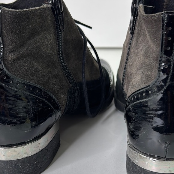 Gadea Black and Gray patent Leather Lace-up Ankle Boots - Picture 6 of 12